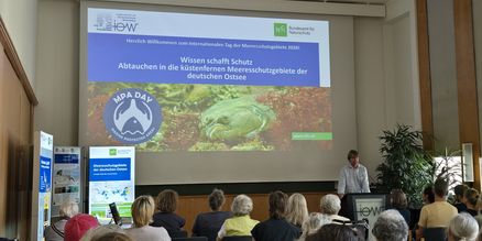 Publikum vor einer Leinwand während einer Präsentation zum MPA-Day