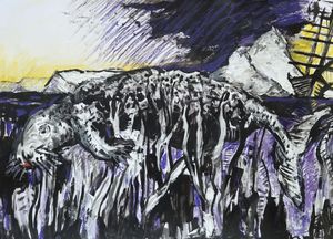 Gemälde eines Seekuh-Skeletts