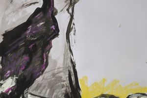 Gemälde eines Vogels, daneben liegen Totenschädel