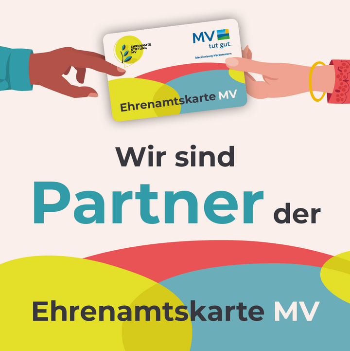 Grafik mit Aufschrift: Wir sind Partner der Ehrenamtskarte MV